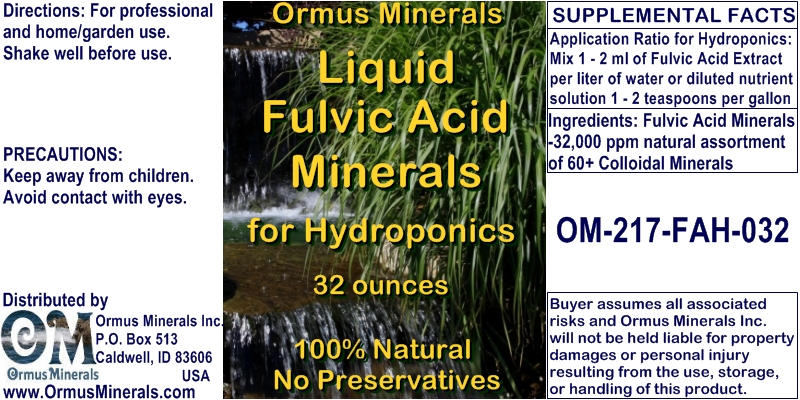 Ormus Minerals Fulvic Acid Minerals for Hydroponics